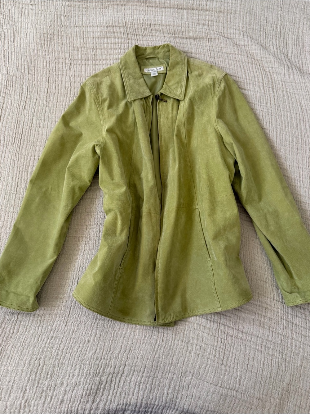 Coldwater Creek Olive Green Suede Zip Jacket